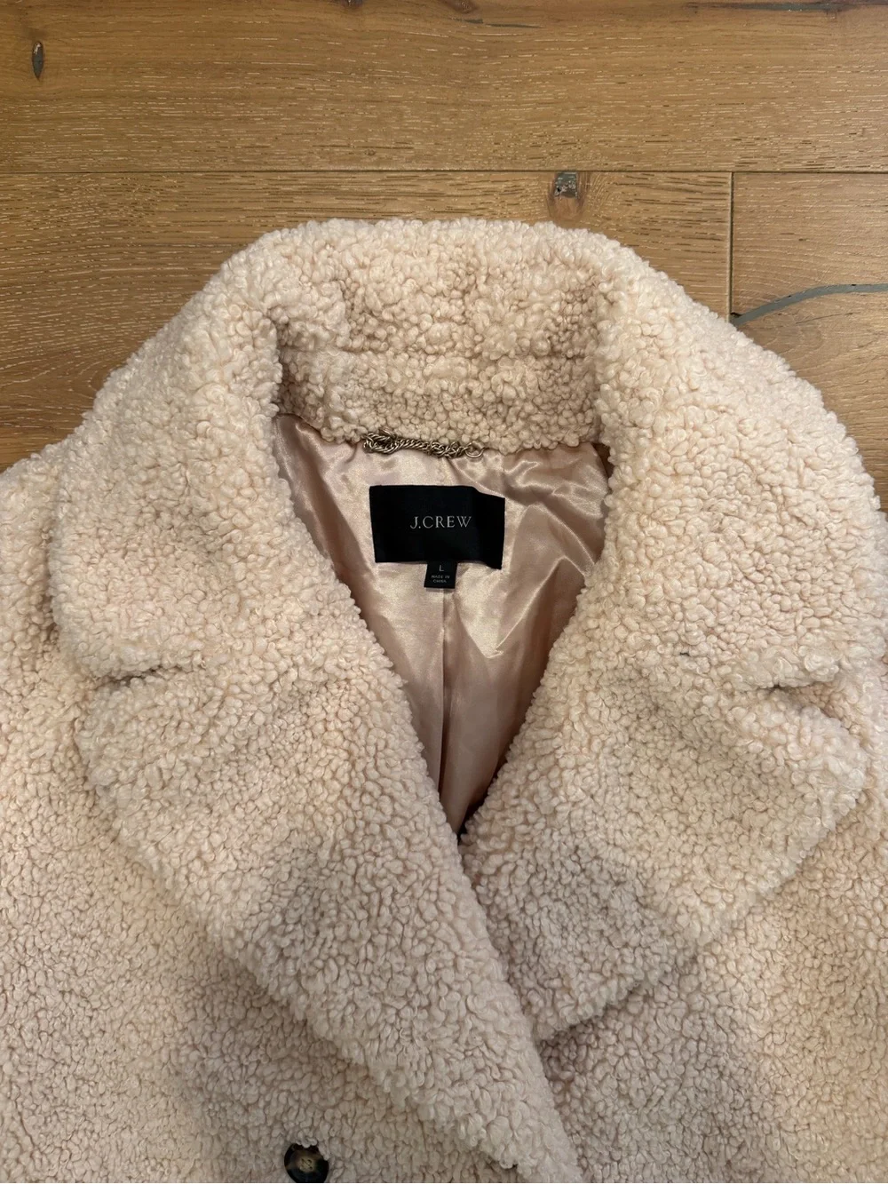 J. Crew Double-Breasted Teddy Sherpa Topcoat - size Large